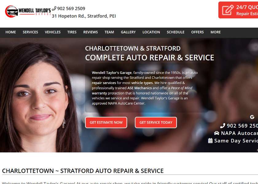 Image of New Wendell Taylor's Garage Website